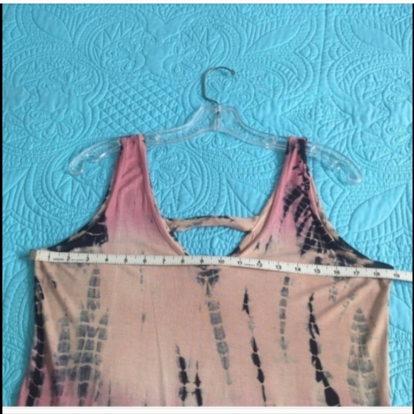 Raya Sun tie dye sleeveless tank top or swimsuit beach coverup, Pink coral peach - Picture 6 of 10